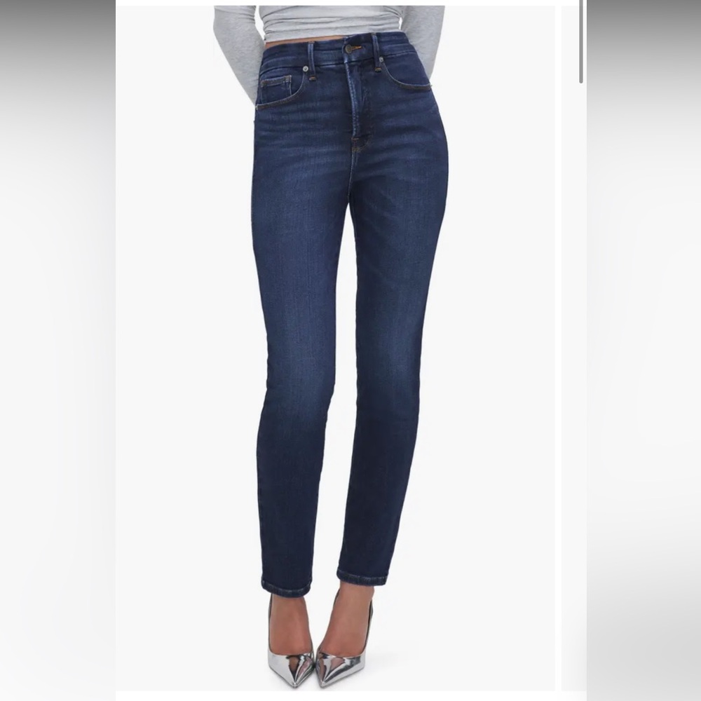 Good American Dark Blue Straight Leg Jeans